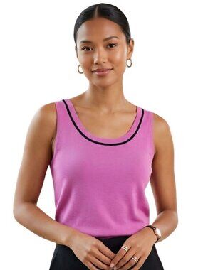 St. John Santana Knit Wild Orchid Tank Quiet Luxury Sweater Size L